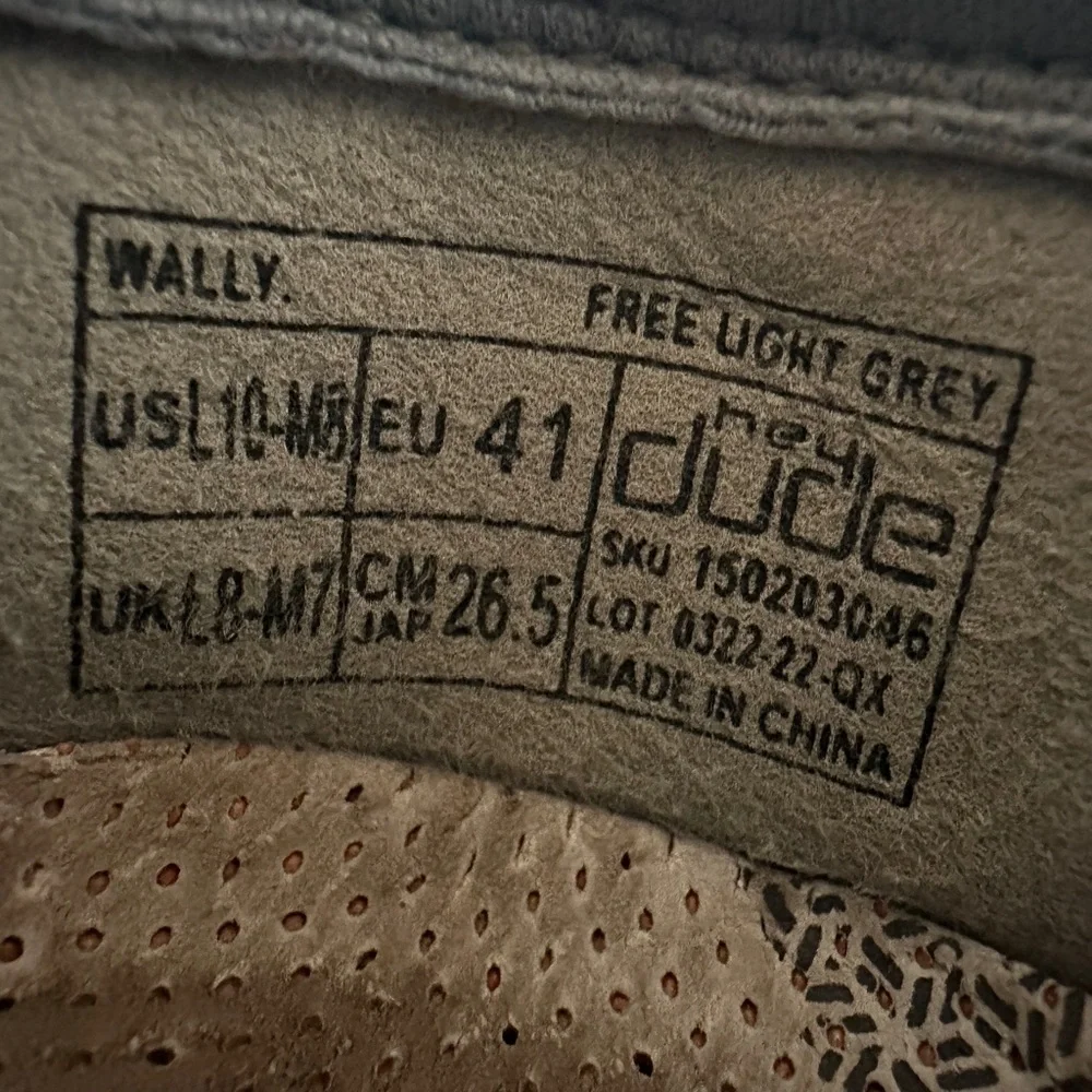 Hey Dude Men’s Wally Free Light Grey Size 8 - Picture 8 of 8